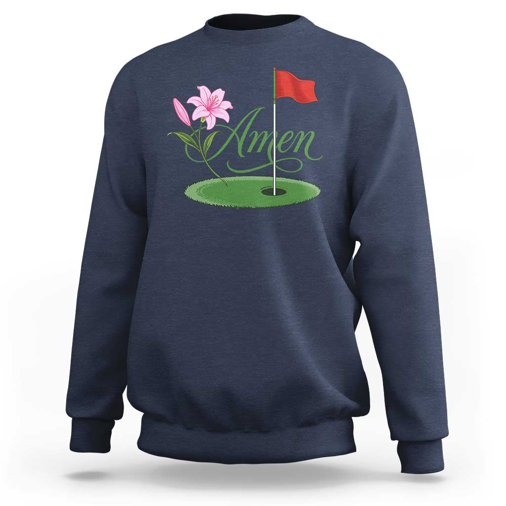 Amen Funny Golf Sweatshirt Azalea Floral Augusta Georgia for Golfers