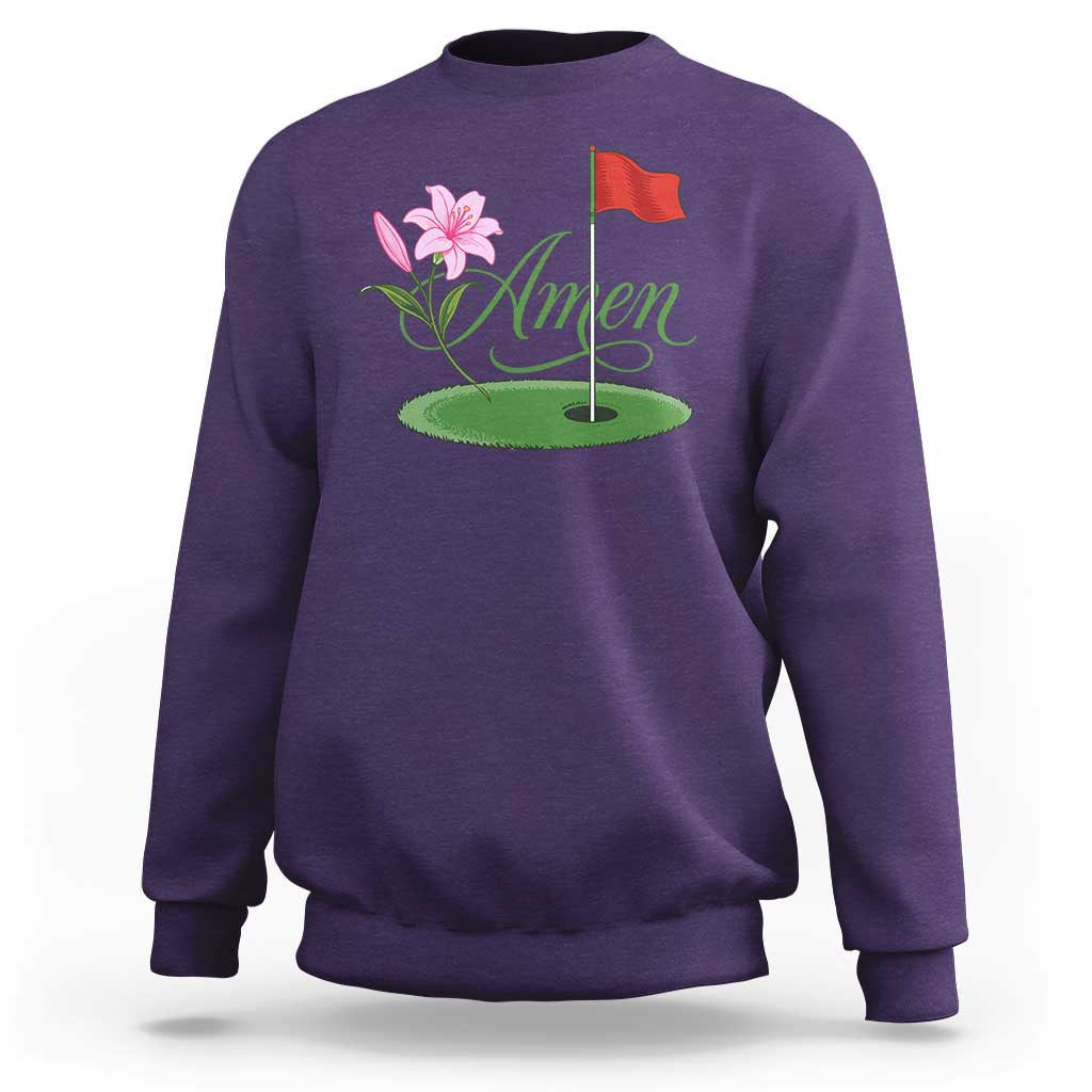 Amen Funny Golf Sweatshirt Azalea Floral Augusta Georgia for Golfers