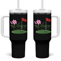 Amen Funny Golf Tumbler With Handle Azalea Floral Augusta Georgia for Golfers
