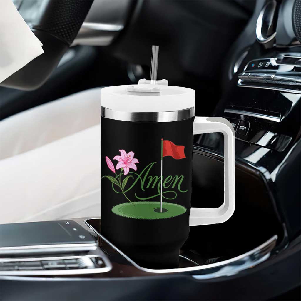 Amen Funny Golf Tumbler With Handle Azalea Floral Augusta Georgia for Golfers