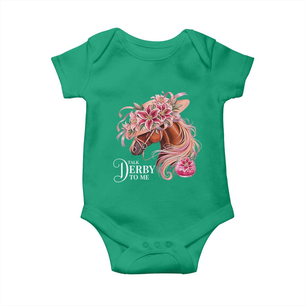 Talk Derby To Me Baby Onesie Funny Horse Racing Derby Day Stargazer Lilies