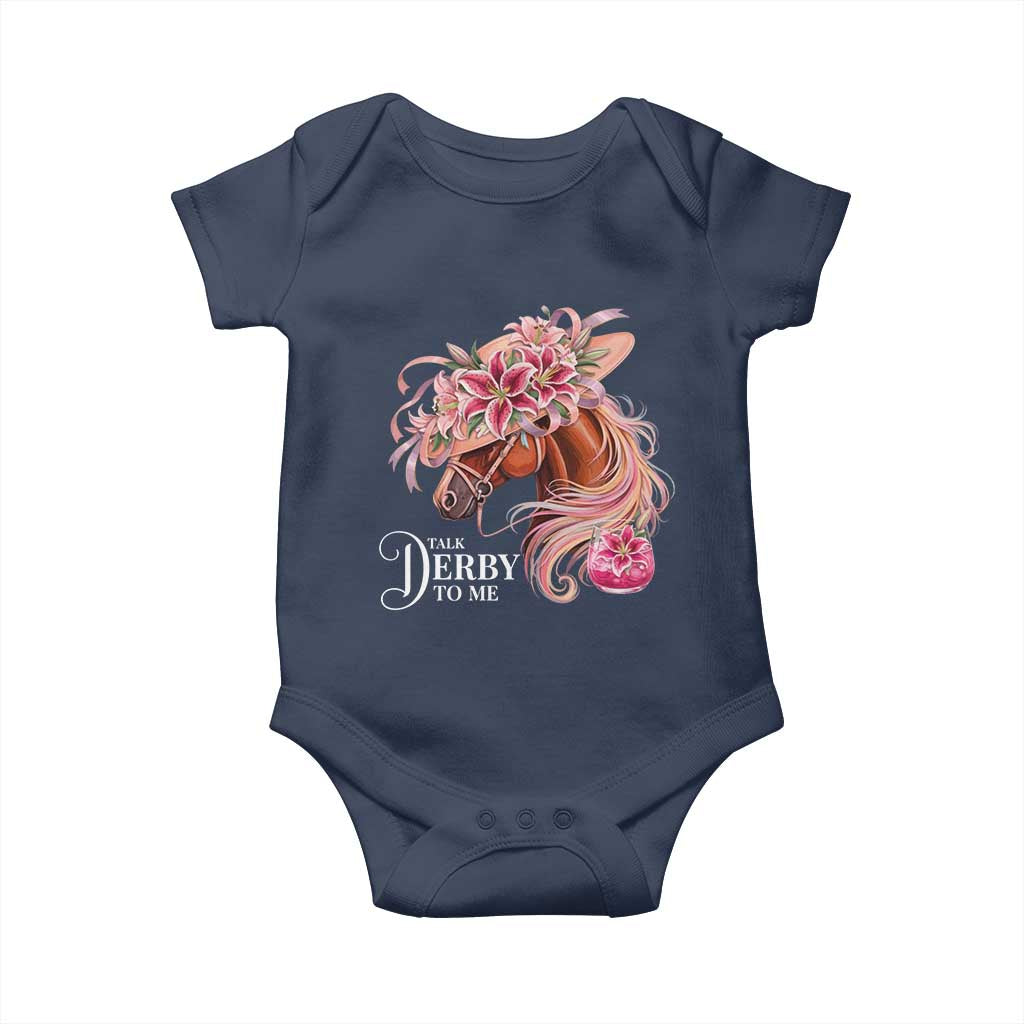 Talk Derby To Me Baby Onesie Funny Horse Racing Derby Day Stargazer Lilies