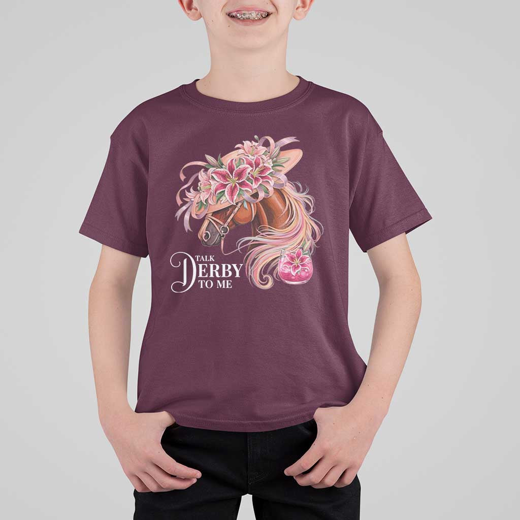 Talk Derby To Me T Shirt For Kid Funny Horse Racing Derby Day Stargazer Lilies