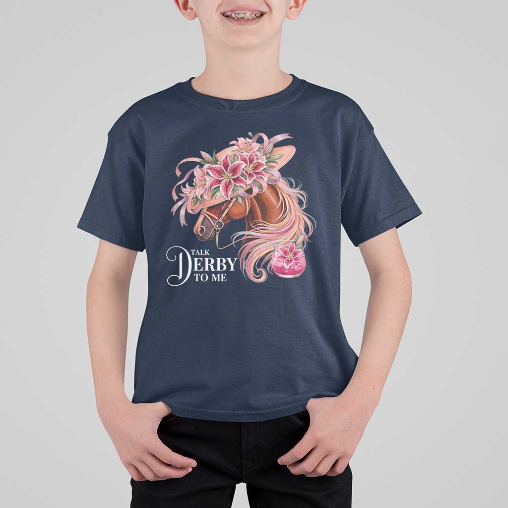 Talk Derby To Me T Shirt For Kid Funny Horse Racing Derby Day Stargazer Lilies