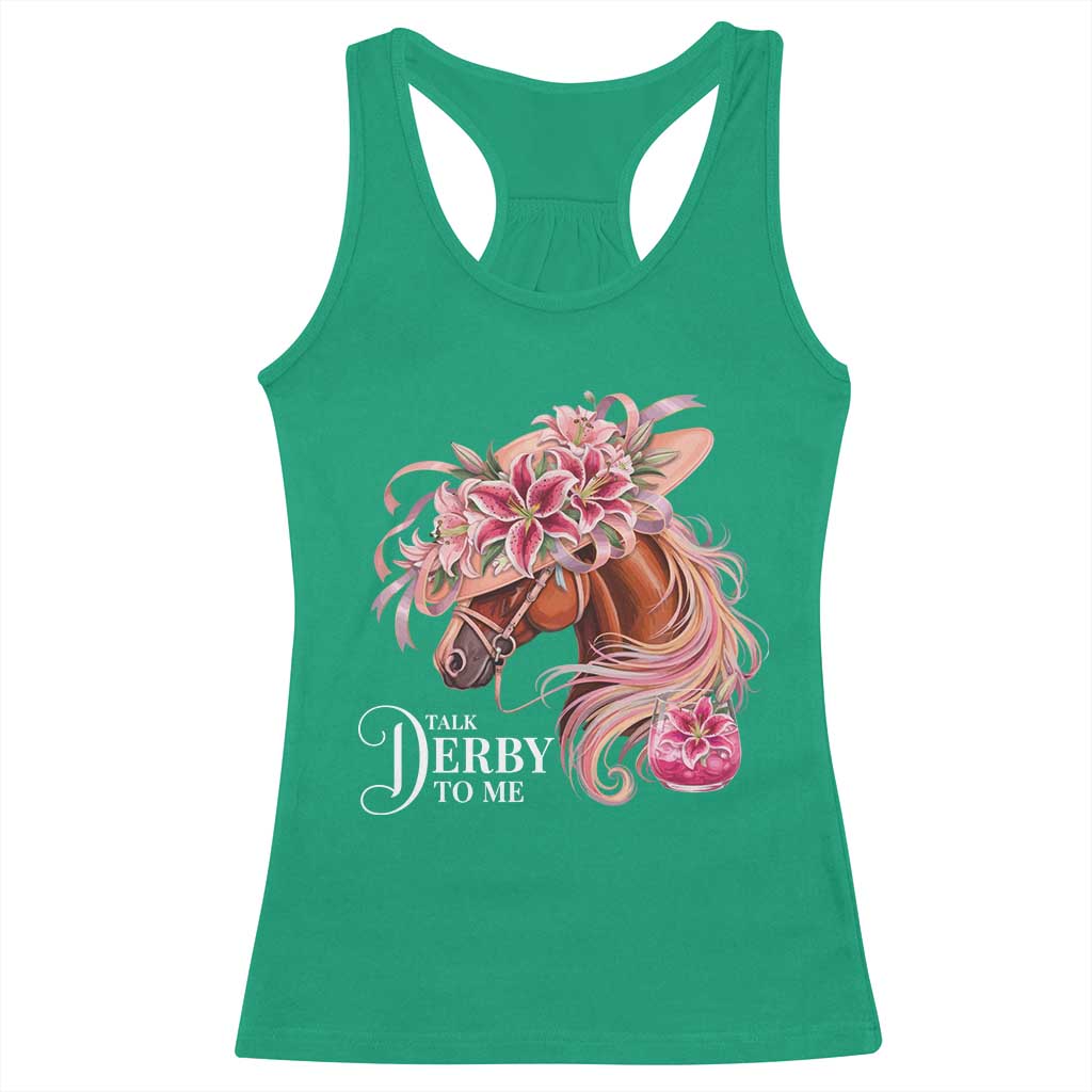 Talk Derby To Me Racerback Tank Top Funny Horse Racing Derby Day Stargazer Lilies