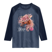 Talk Derby To Me Raglan Shirt Funny Horse Racing Derby Day Stargazer Lilies
