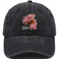 Talk Derby To Me Washed Cotton Baseball Cap Funny Horse Racing Derby Day Stargazer Lilies