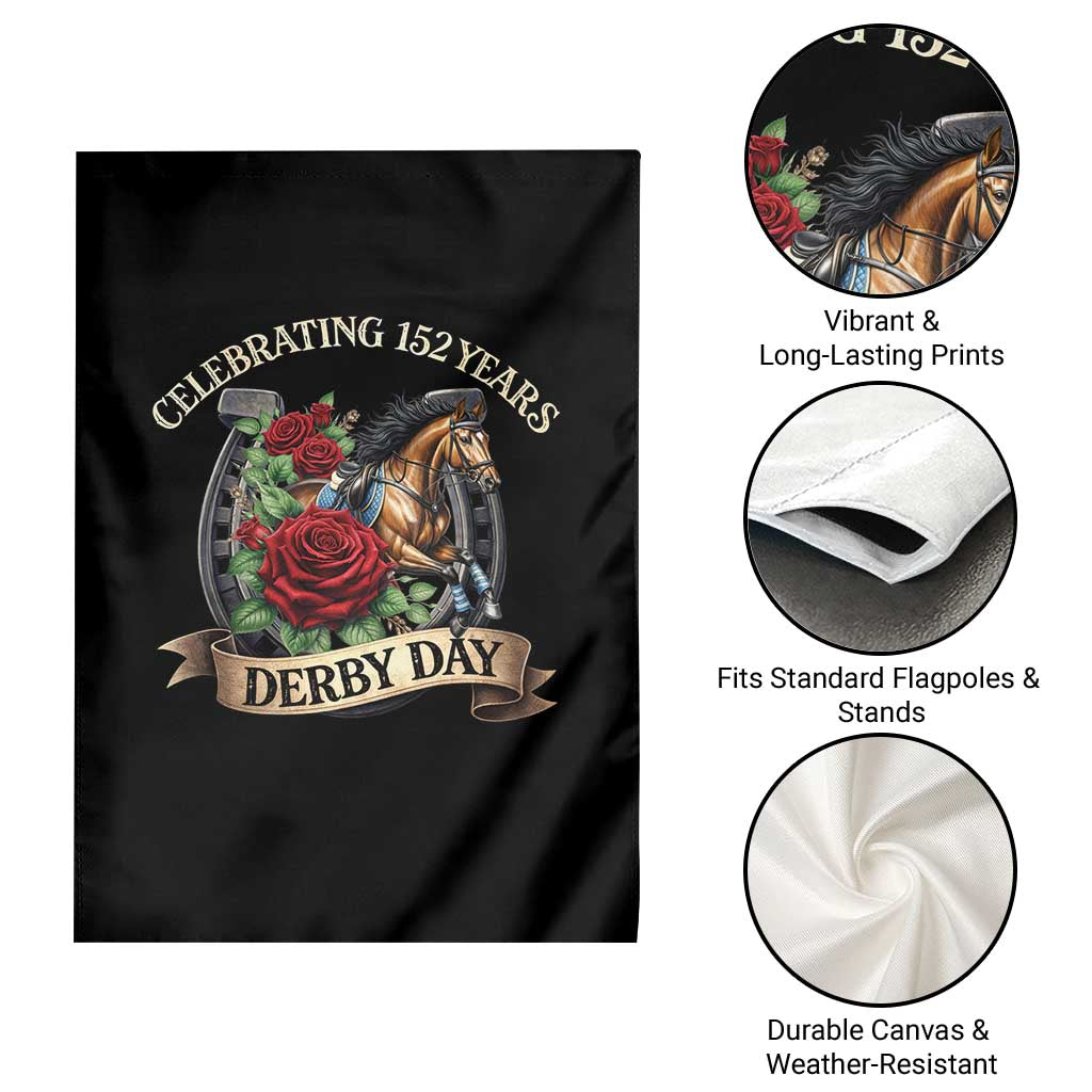 Celebrating 152 Years Derby Day Garden Flag Vintage Horse Racing Roses