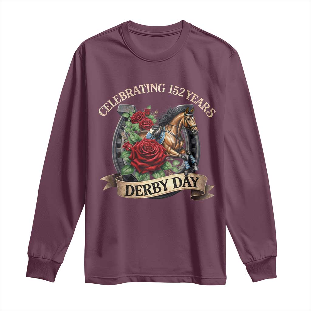 Celebrating 152 Years Derby Day Long Sleeve Shirt Vintage Horse Racing Roses
