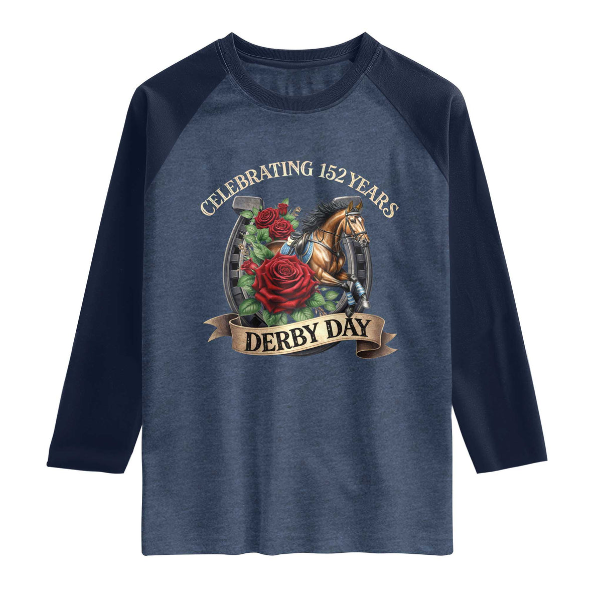 Celebrating 152 Years Derby Day Raglan Shirt Vintage Horse Racing Roses