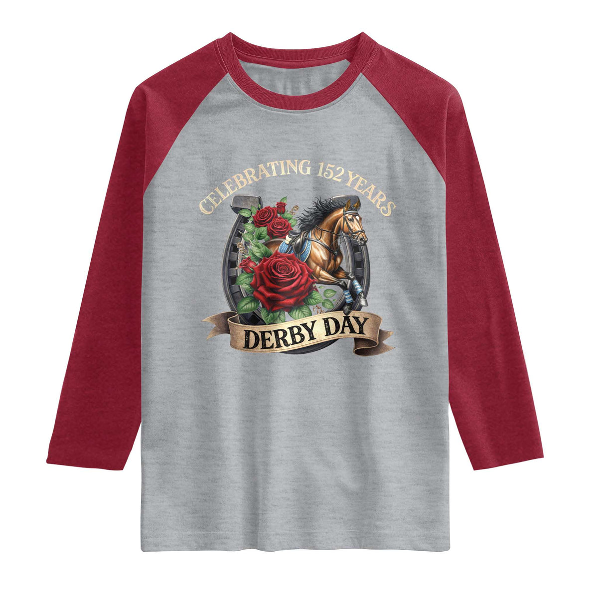 Celebrating 152 Years Derby Day Raglan Shirt Vintage Horse Racing Roses