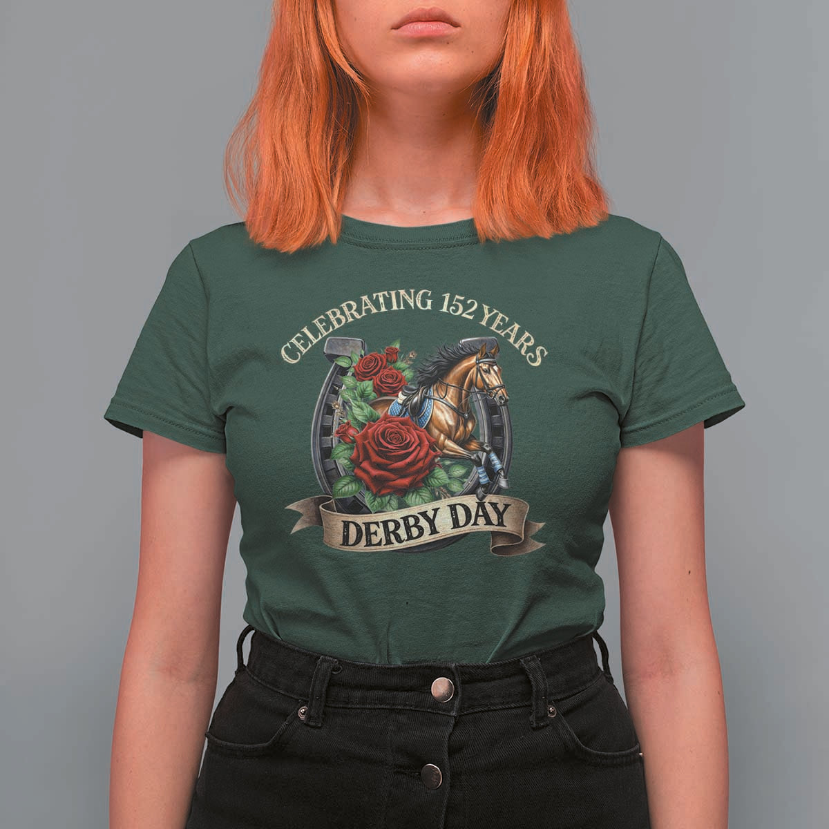 Celebrating 152 Years Derby Day T Shirt For Women Vintage Horse Racing Roses