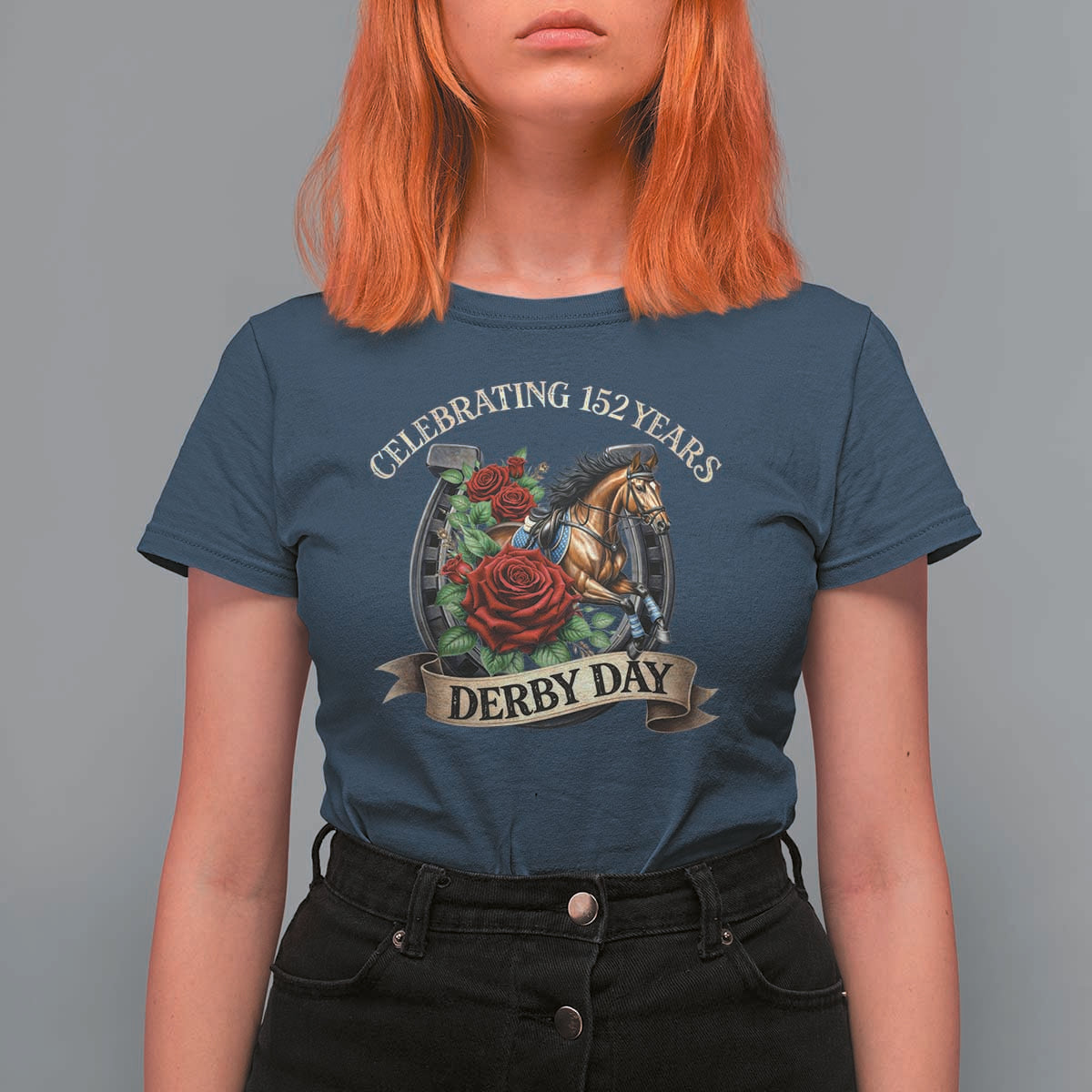 Celebrating 152 Years Derby Day T Shirt For Women Vintage Horse Racing Roses