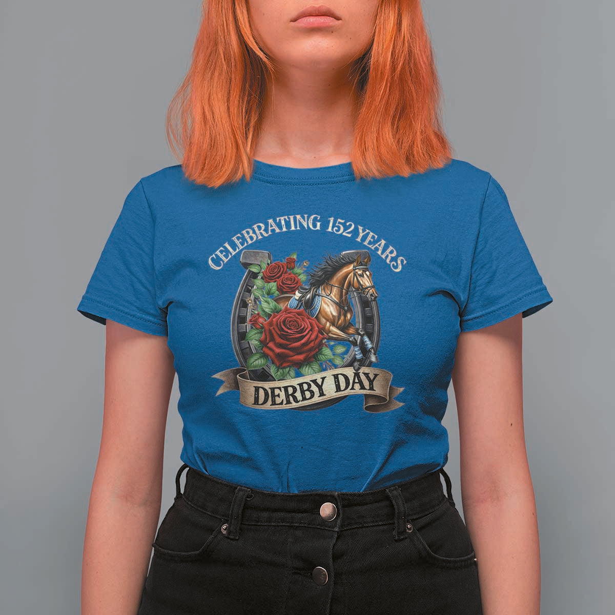 Celebrating 152 Years Derby Day T Shirt For Women Vintage Horse Racing Roses