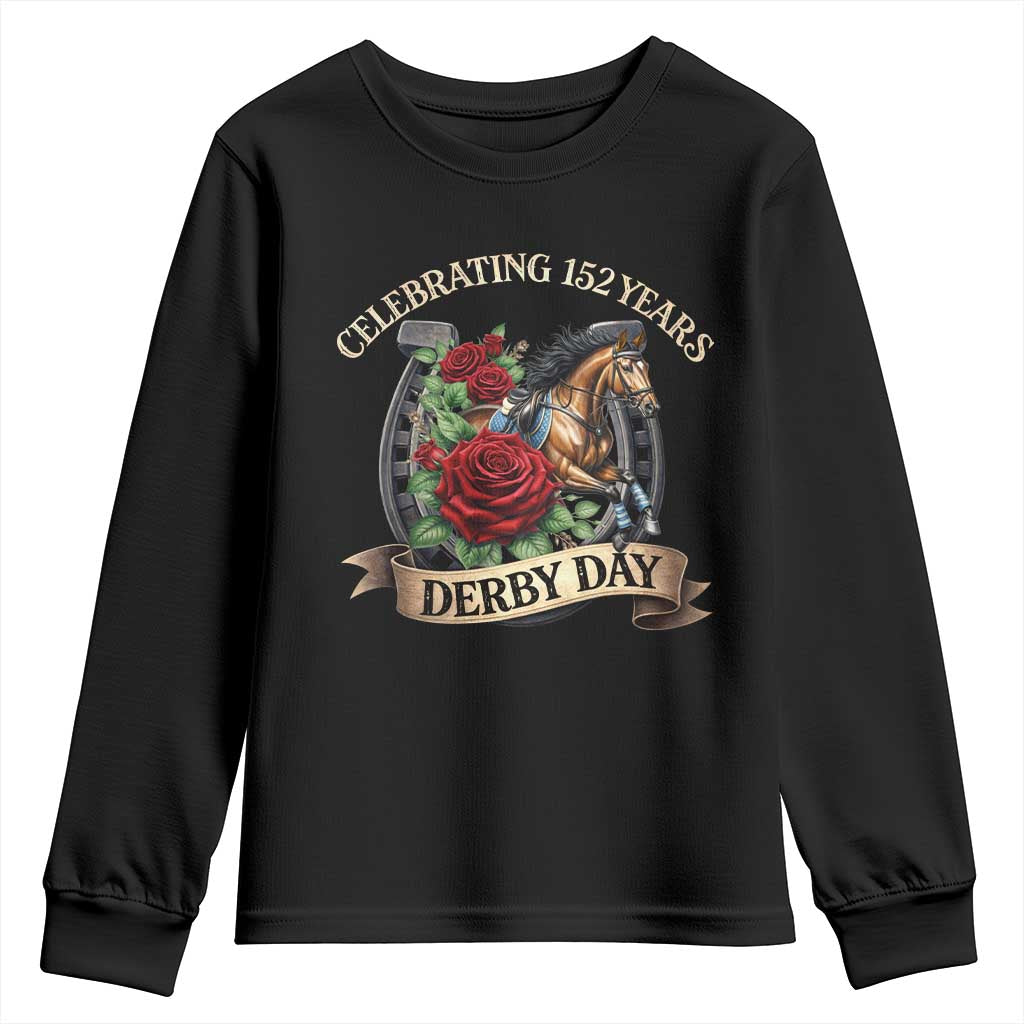 Celebrating 152 Years Derby Day Youth Sweatshirt Vintage Horse Racing Roses