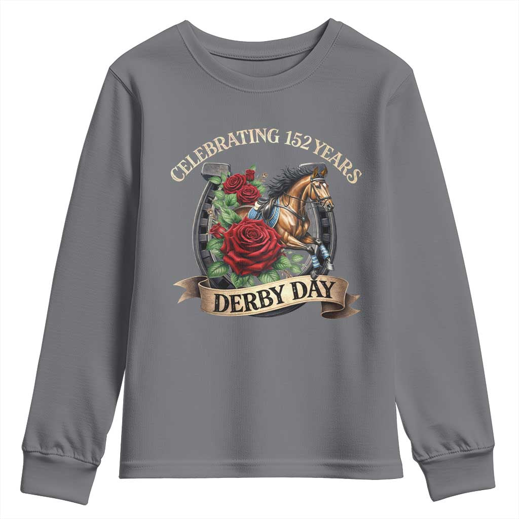 Celebrating 152 Years Derby Day Youth Sweatshirt Vintage Horse Racing Roses