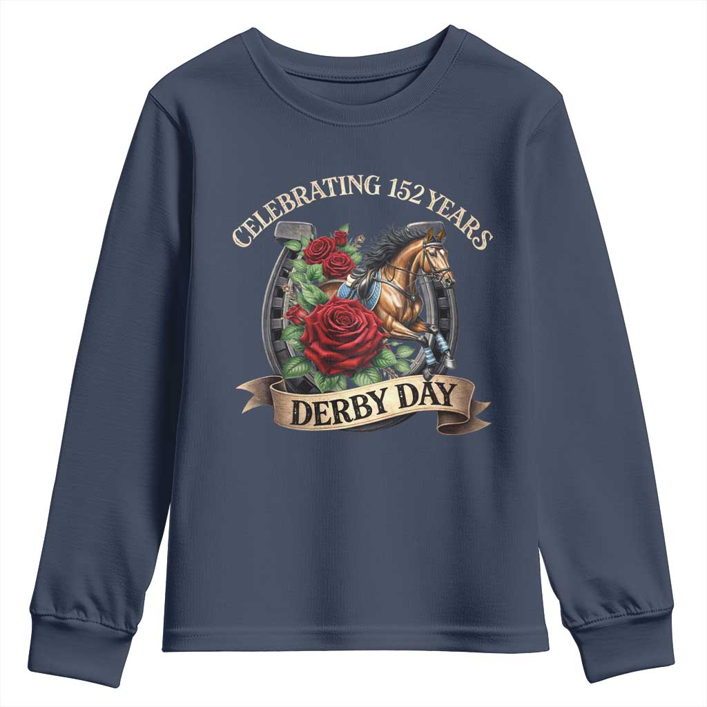 Celebrating 152 Years Derby Day Youth Sweatshirt Vintage Horse Racing Roses