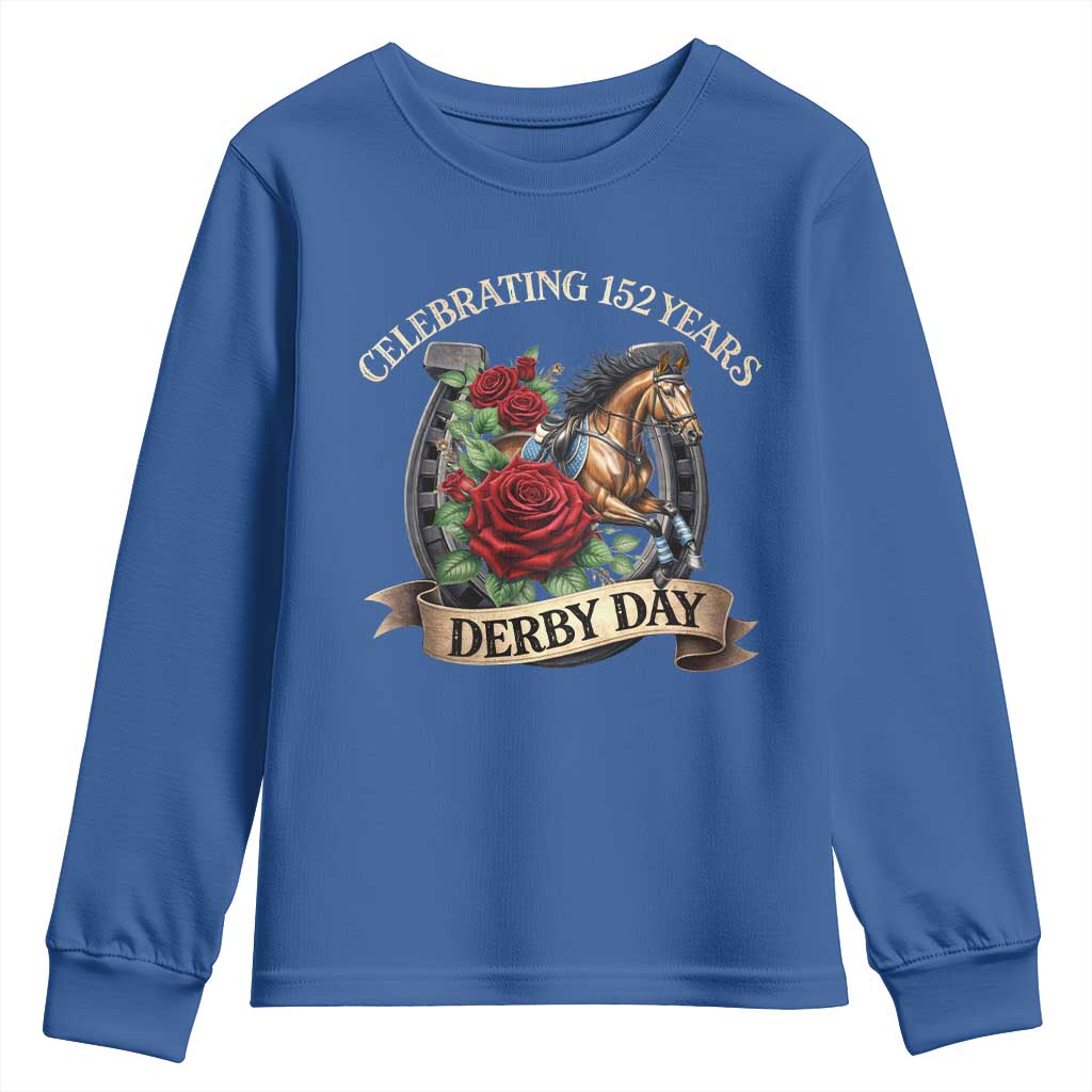 Celebrating 152 Years Derby Day Youth Sweatshirt Vintage Horse Racing Roses