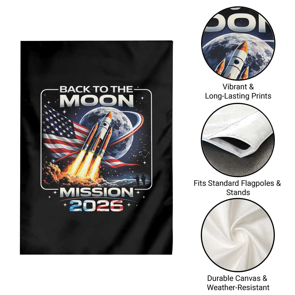 Back To The Moon Mission 2026 Garden Flag Rocket Launch Moon Space Program