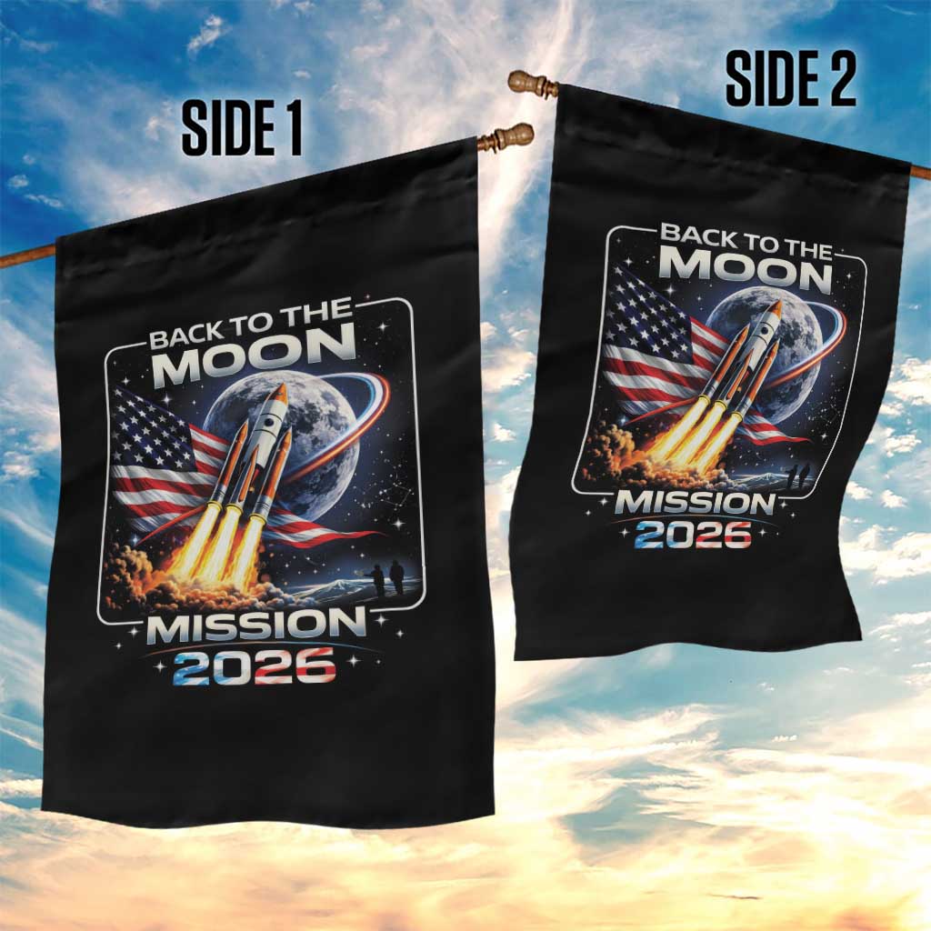 Back To The Moon Mission 2026 Garden Flag Rocket Launch Moon Space Program