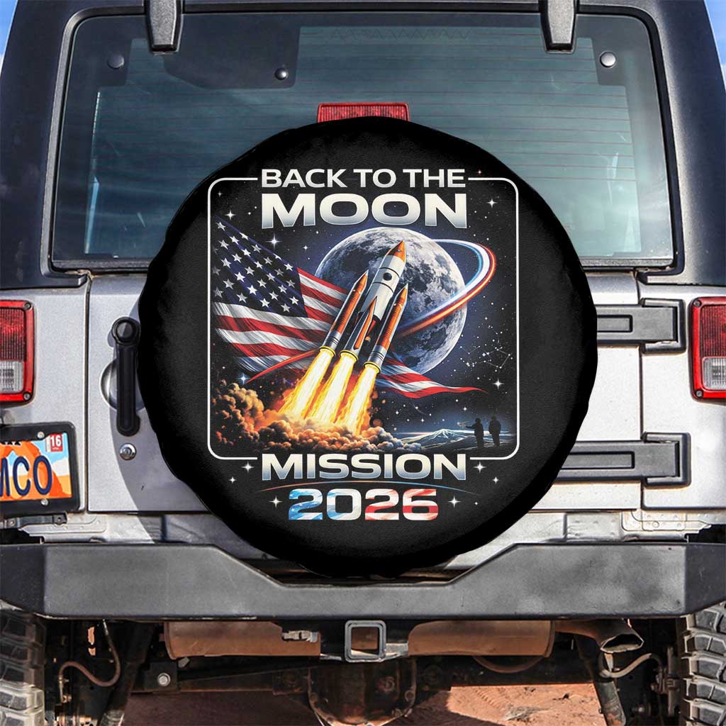 Back To The Moon Mission 2026 Spare Tire Cover Rocket Launch Moon Space Program