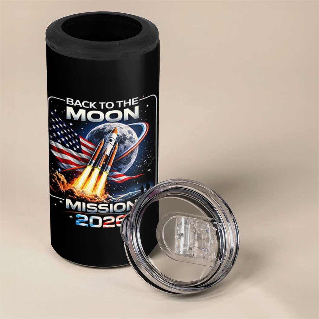 Back To The Moon Mission 2026 4 in 1 Can Cooler Tumbler Rocket Launch Moon Space Program