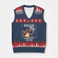 Back To The Moon Mission 2026 V-Neck Knit Sweater Vest Rocket Launch Moon Space Program