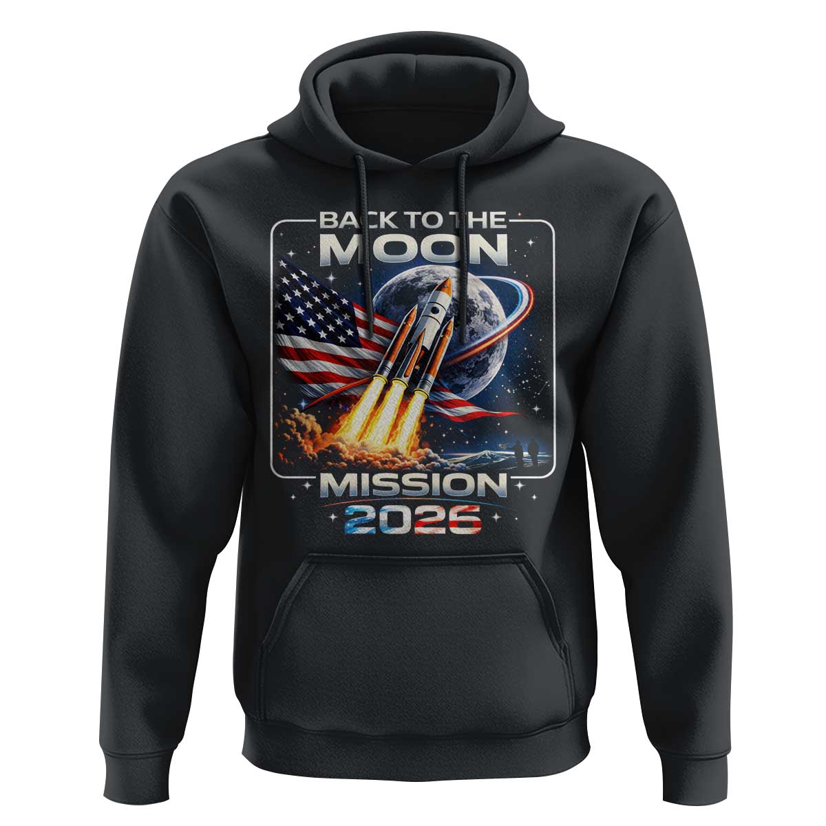 Back To The Moon Mission 2026 Hoodie Rocket Launch Moon Space Program