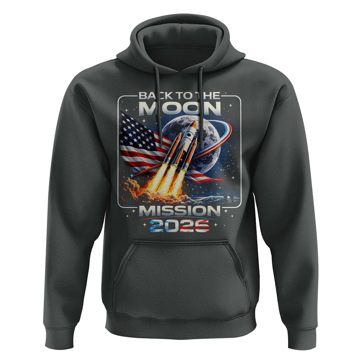 Back To The Moon Mission 2026 Hoodie Rocket Launch Moon Space Program