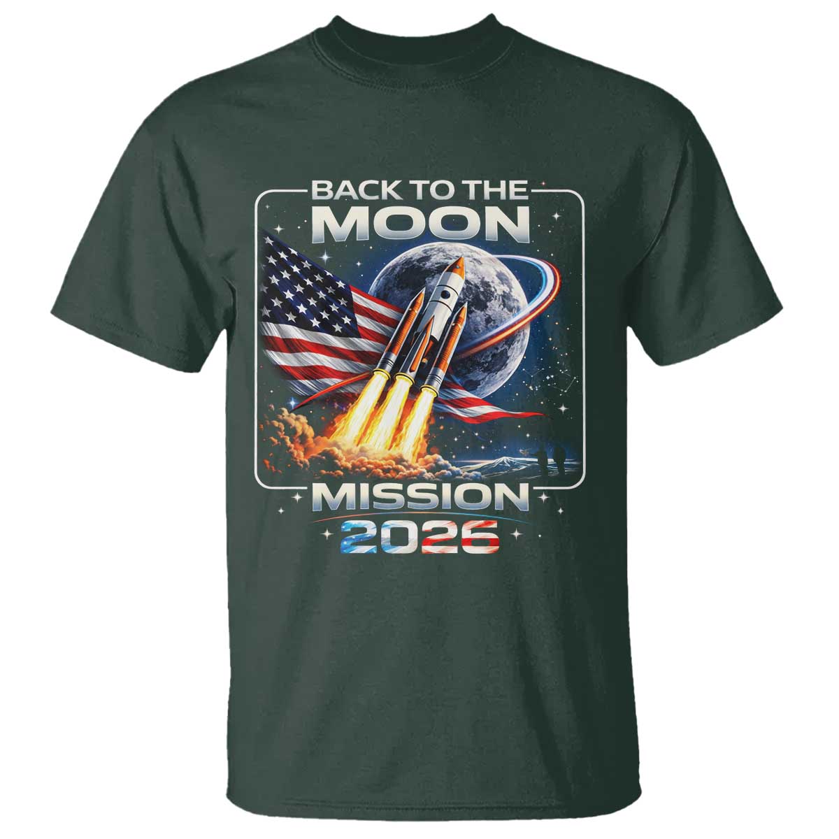 Back To The Moon Mission 2026 T Shirt Rocket Launch Moon Space Program