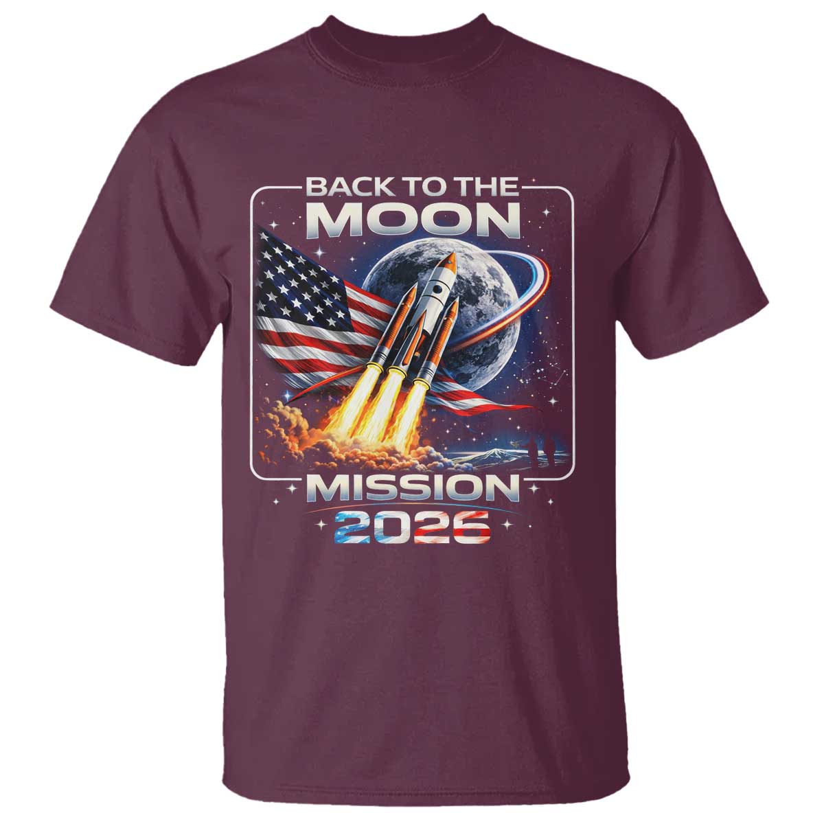 Back To The Moon Mission 2026 T Shirt Rocket Launch Moon Space Program