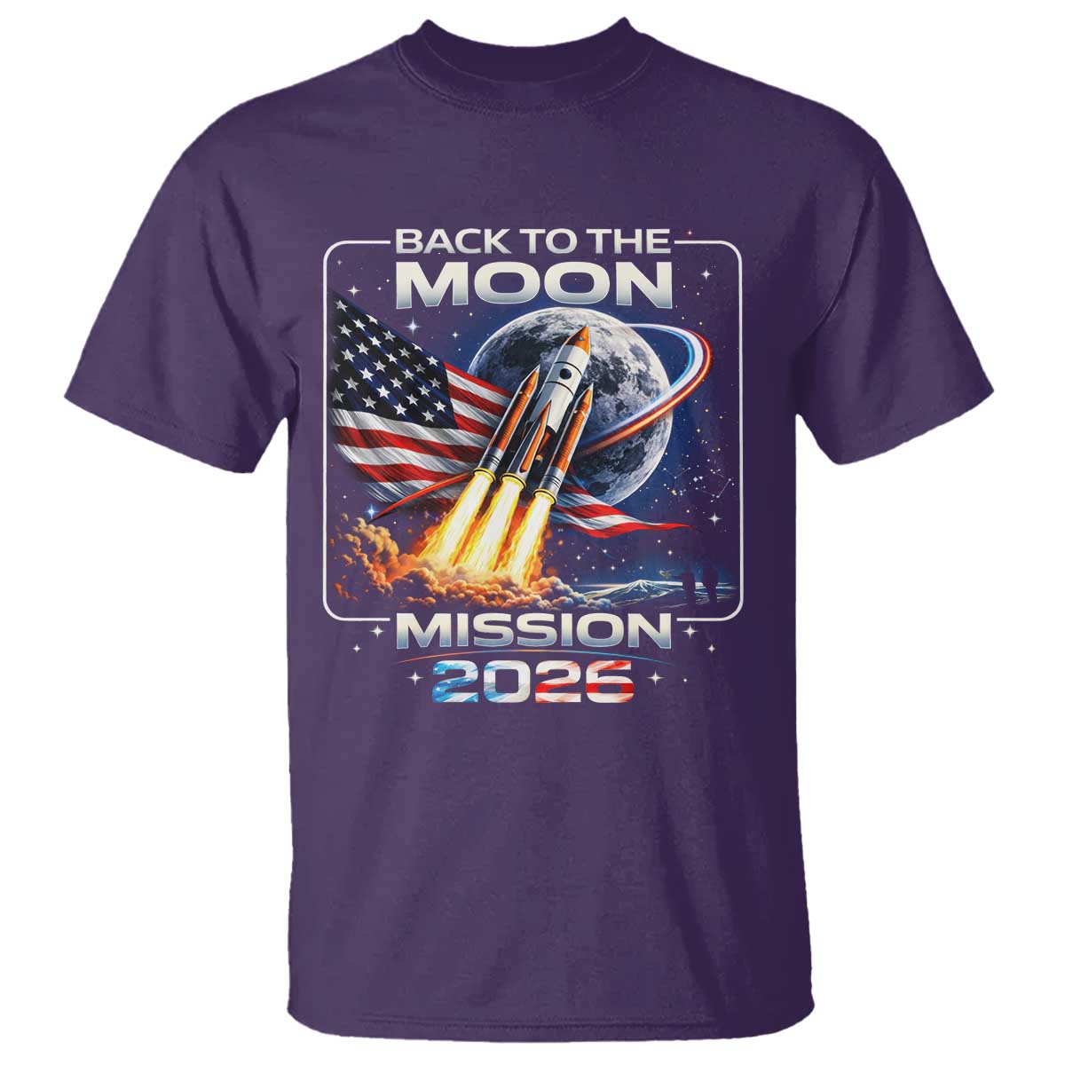 Back To The Moon Mission 2026 T Shirt Rocket Launch Moon Space Program