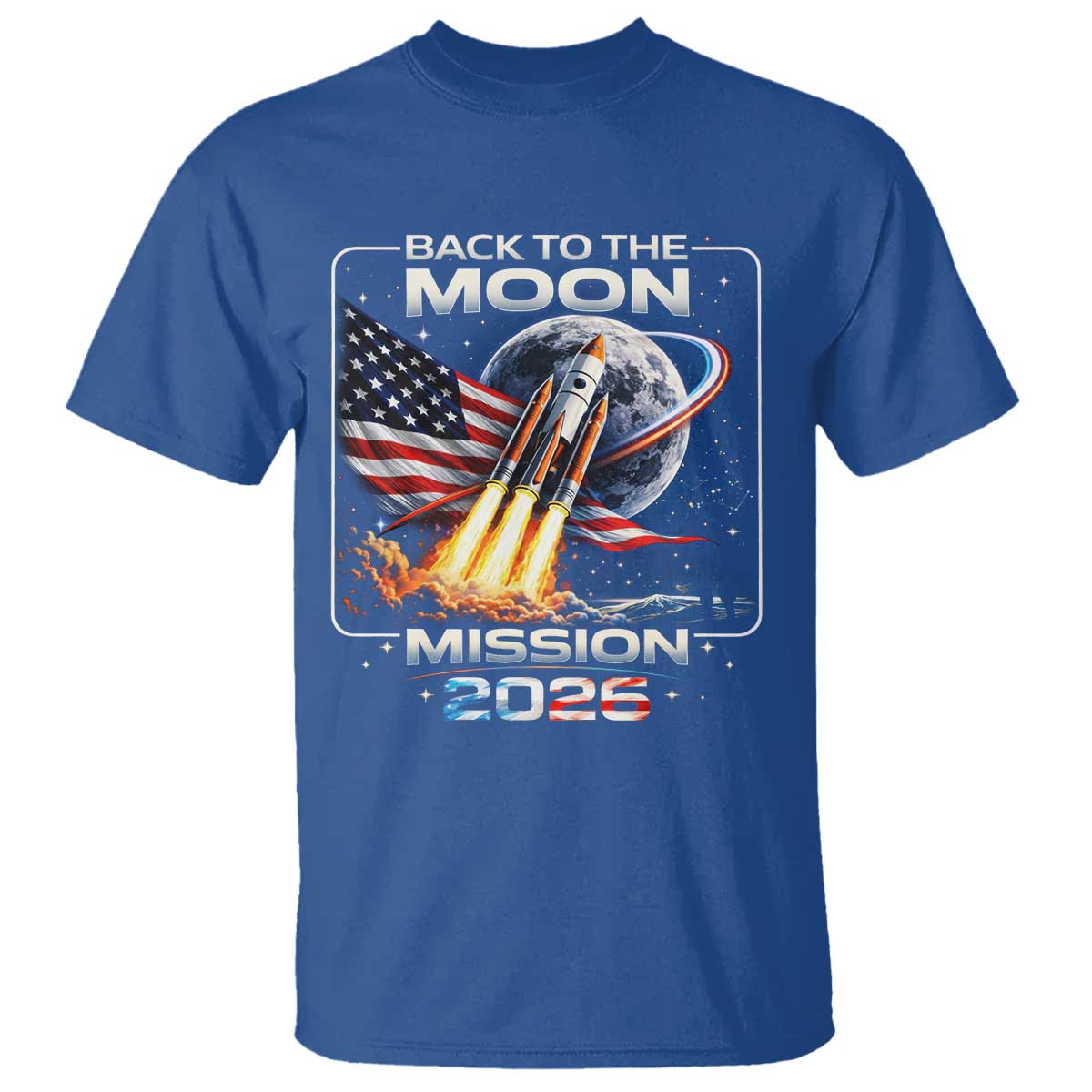 Back To The Moon Mission 2026 T Shirt Rocket Launch Moon Space Program