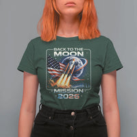 Back To The Moon Mission 2026 T Shirt For Women Rocket Launch Moon Space Program