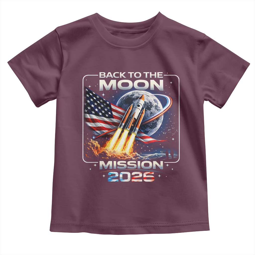 Back To The Moon Mission 2026 Toddler T Shirt Rocket Launch Moon Space Program