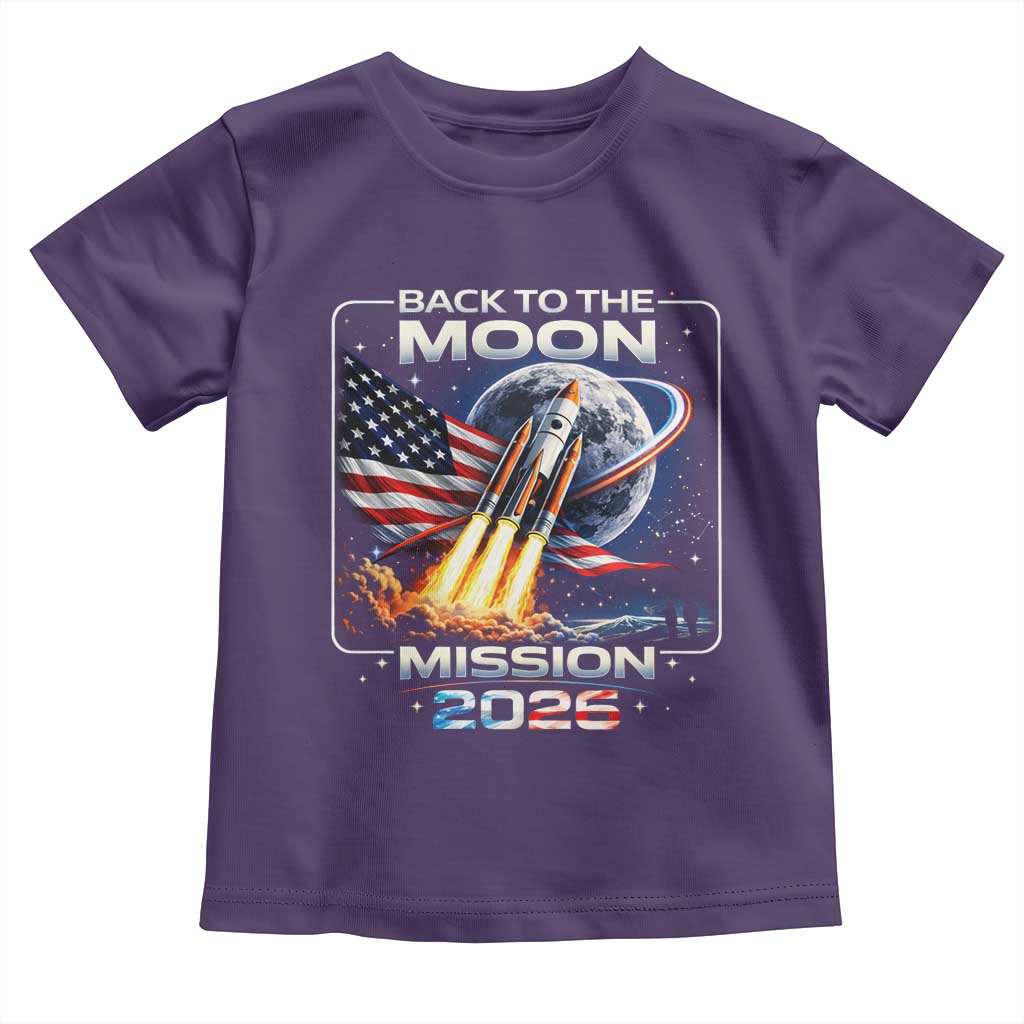 Back To The Moon Mission 2026 Toddler T Shirt Rocket Launch Moon Space Program