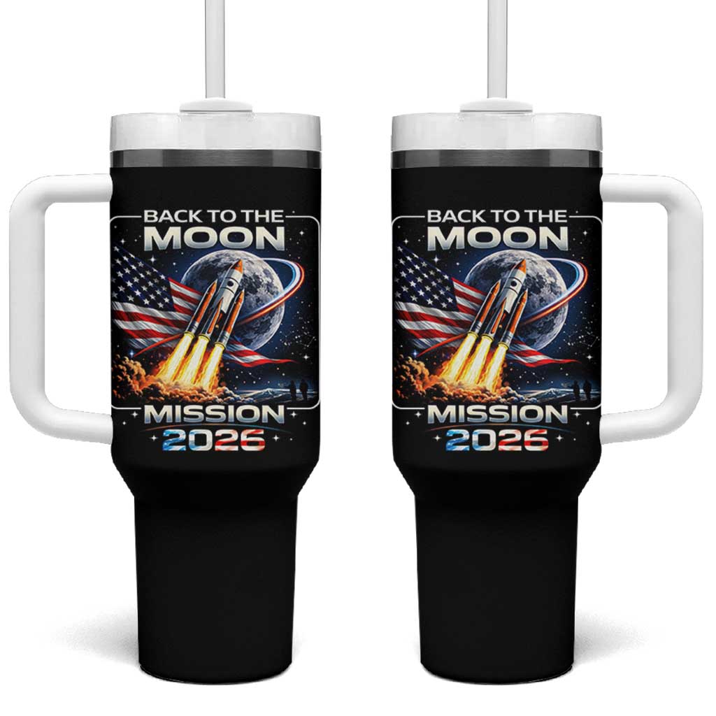 Back To The Moon Mission 2026 Tumbler With Handle Rocket Launch Moon Space Program