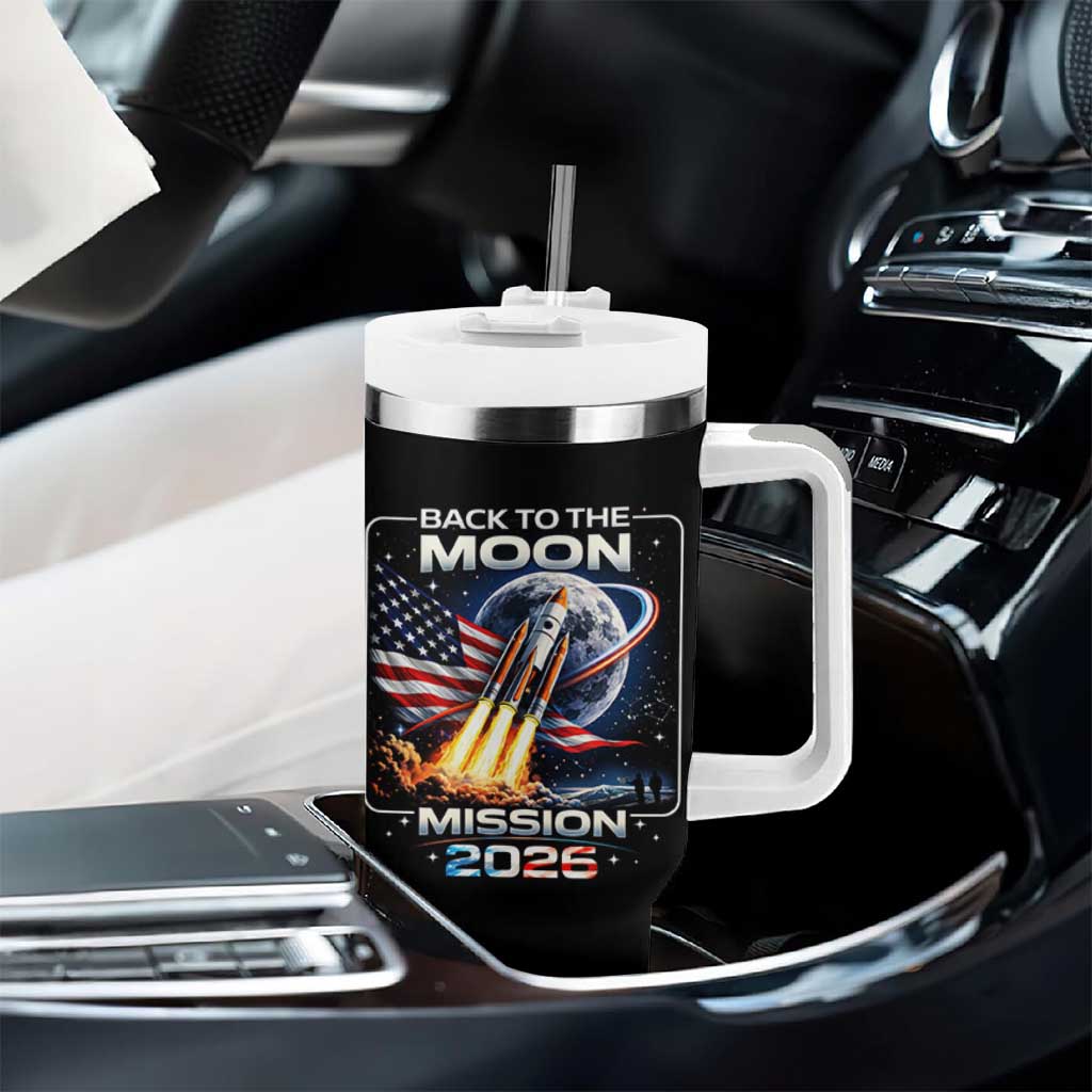 Back To The Moon Mission 2026 Tumbler With Handle Rocket Launch Moon Space Program
