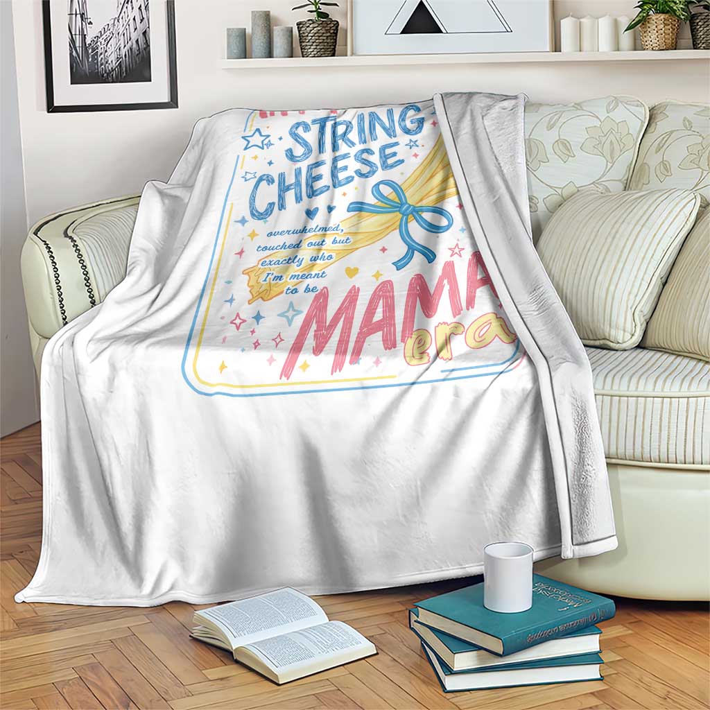 In My String Cheese Mama Era Throw Blanket Funny Mom Life Coquette Bow