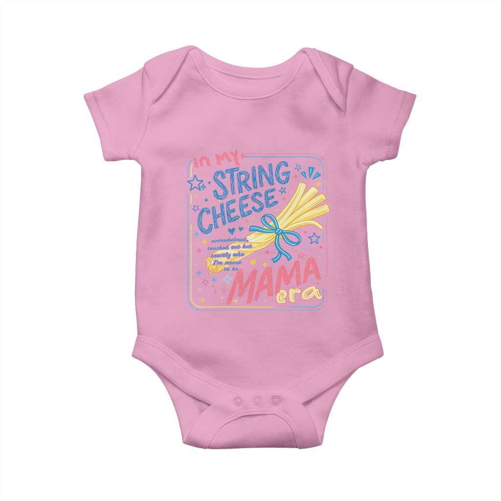 In My String Cheese Mama Era Baby Onesie Funny Mom Life Coquette Bow