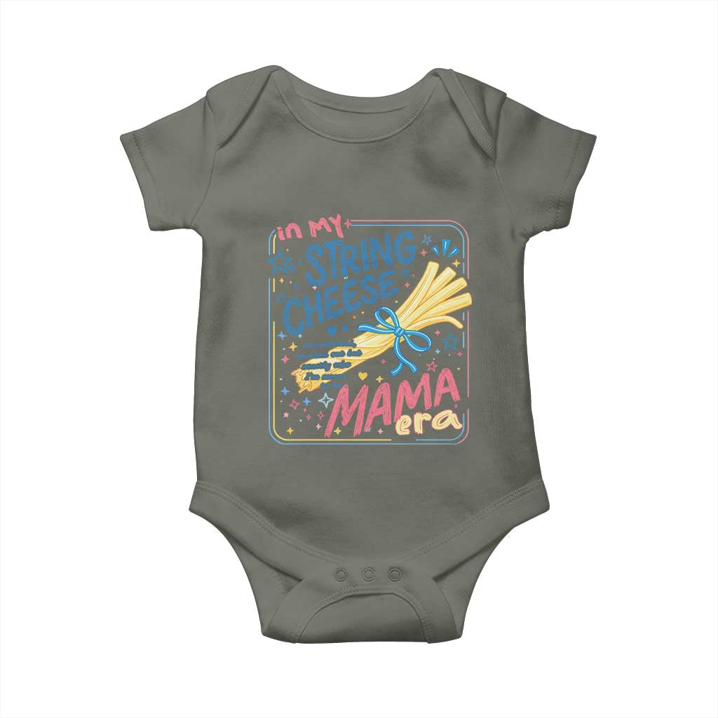 In My String Cheese Mama Era Baby Onesie Funny Mom Life Coquette Bow