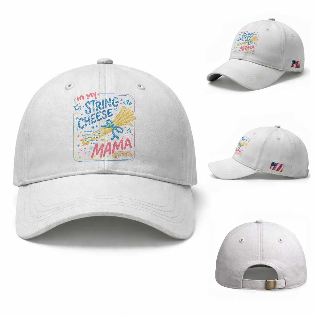 In My String Cheese Mama Era Baseball Cap Funny Mom Life Coquette Bow