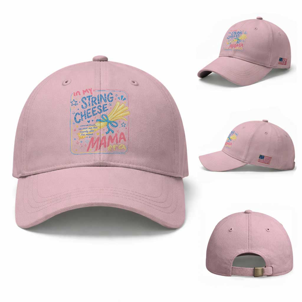 In My String Cheese Mama Era Baseball Cap Funny Mom Life Coquette Bow