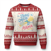 In My String Cheese Mama Era Ugly Christmas Sweater Funny Mom Life Coquette Bow
