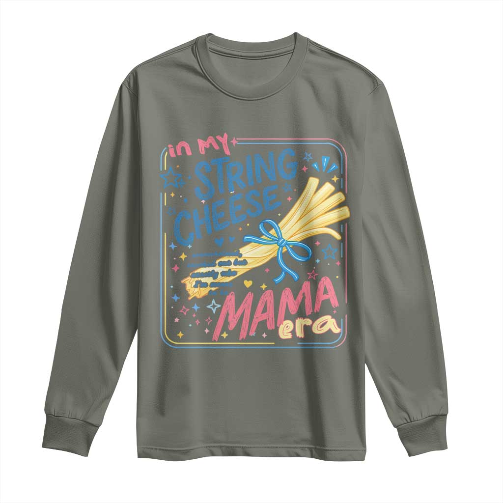 In My String Cheese Mama Era Long Sleeve Shirt Funny Mom Life Coquette Bow