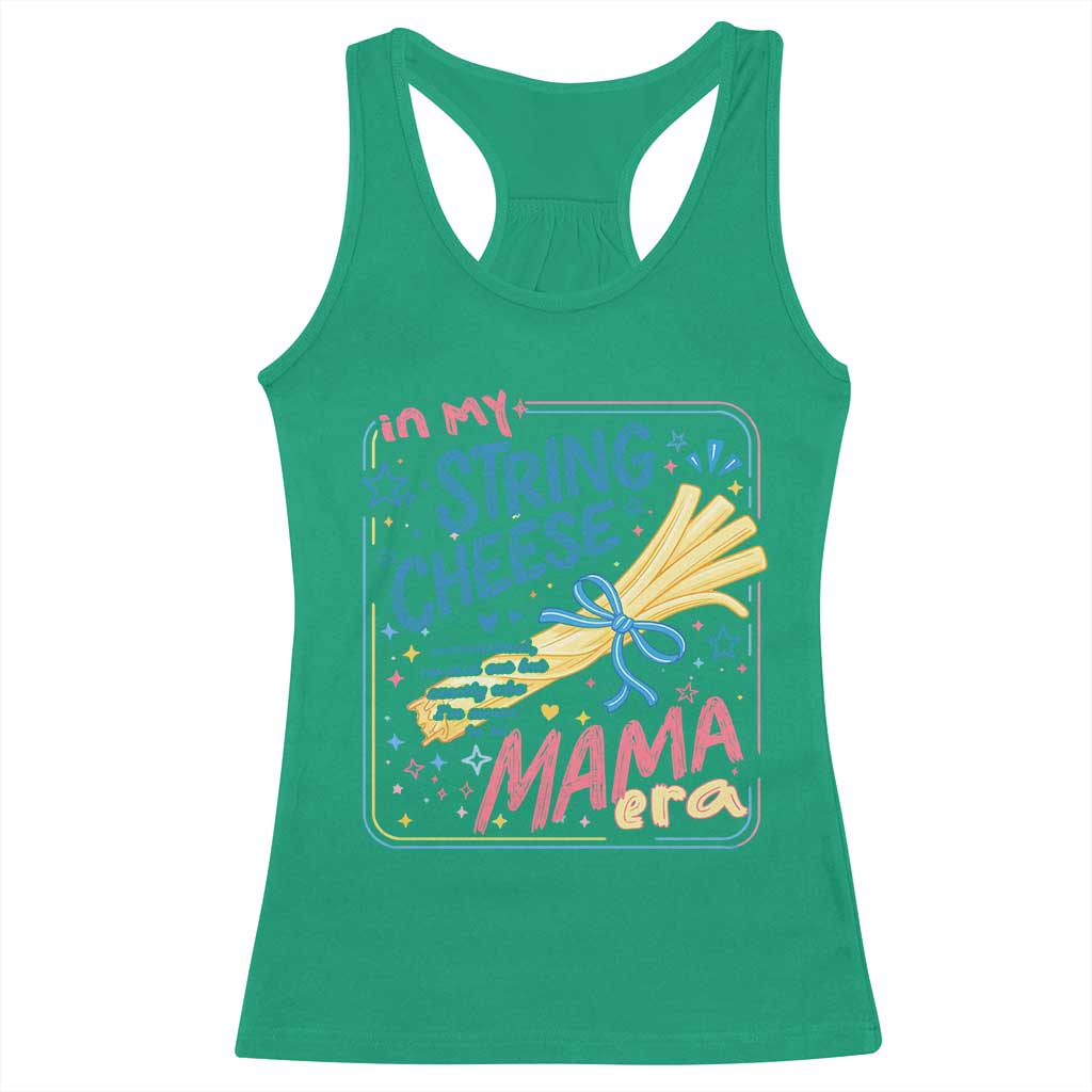 In My String Cheese Mama Era Racerback Tank Top Funny Mom Life Coquette Bow