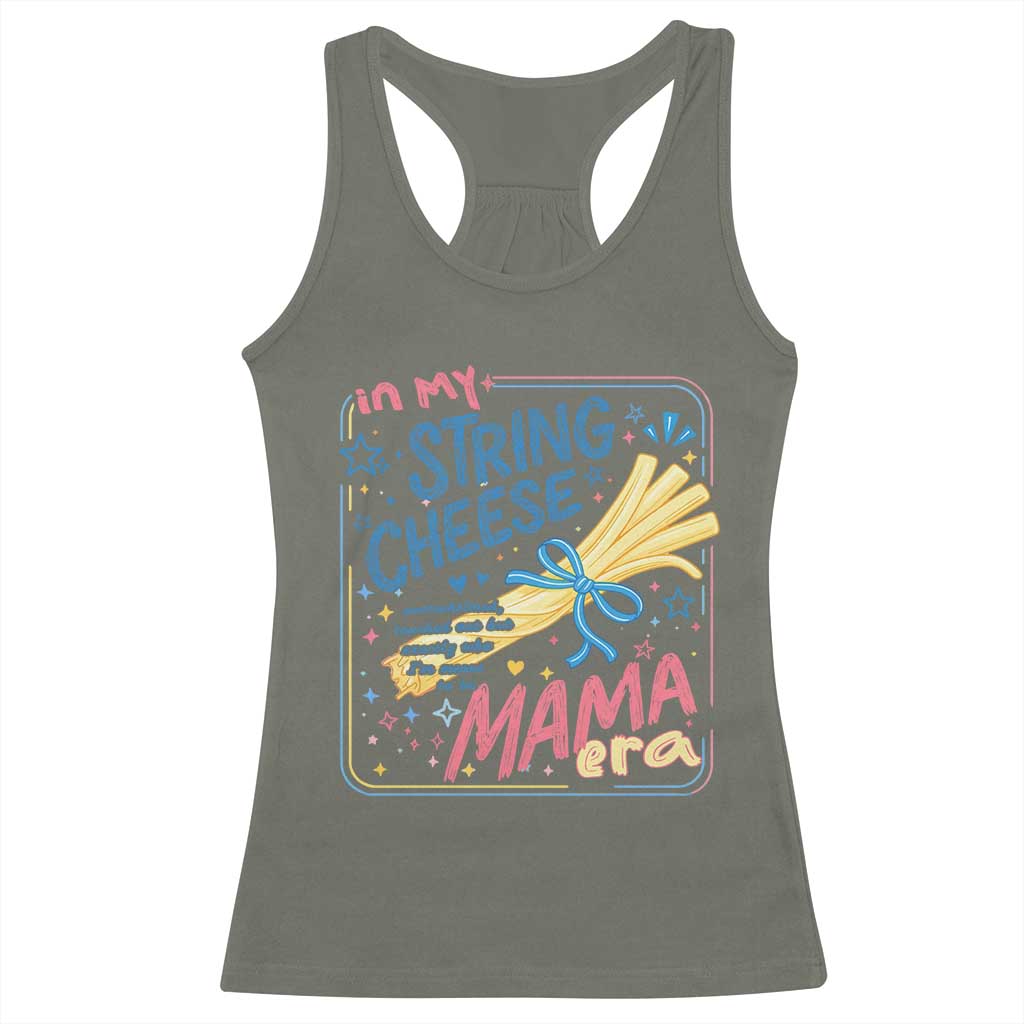 In My String Cheese Mama Era Racerback Tank Top Funny Mom Life Coquette Bow