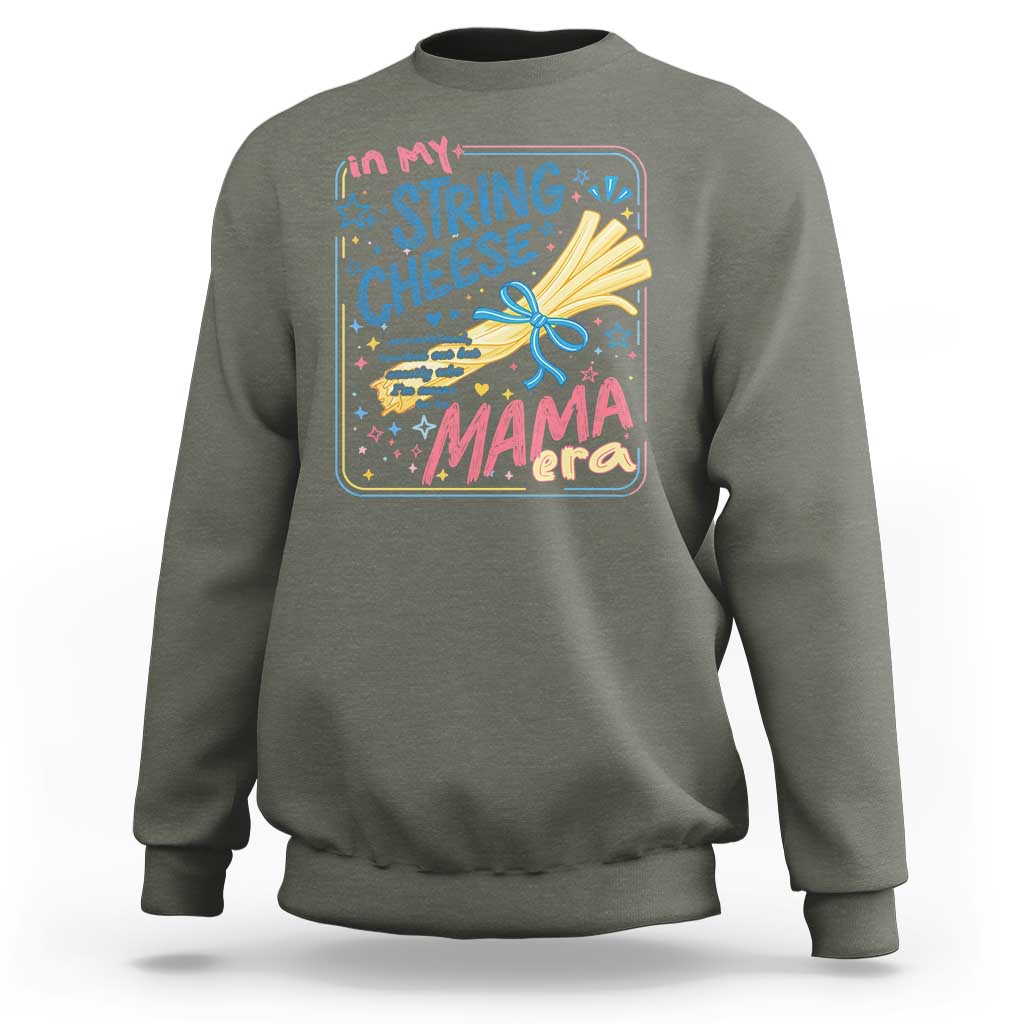 In My String Cheese Mama Era Sweatshirt Funny Mom Life Coquette Bow