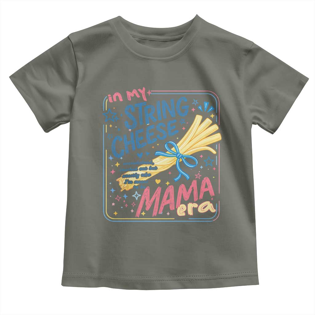 In My String Cheese Mama Era Toddler T Shirt Funny Mom Life Coquette Bow