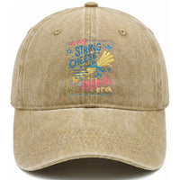 In My String Cheese Mama Era Washed Cotton Baseball Cap Funny Mom Life Coquette Bow